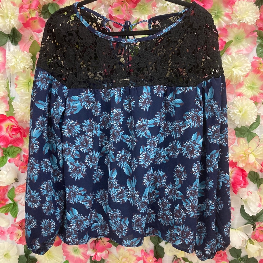 Blue floral blouse